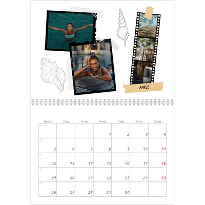 Fotokalender A3 Klassisk (30 x 40 cm) — Scrapbook stil [April]