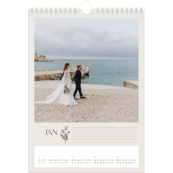 Fotokalender A4 Enkel — Initialer i blom