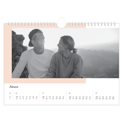 Fotokalender A4 Enkel — Färgglada ramar [Februari]