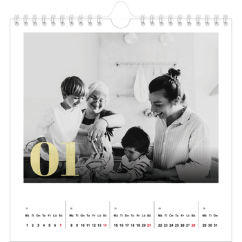 Fotokalender Kvadratisk — Stora nummer i glitter