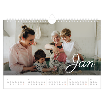 Fotokalender A4 Enkel — Handskrivna månader