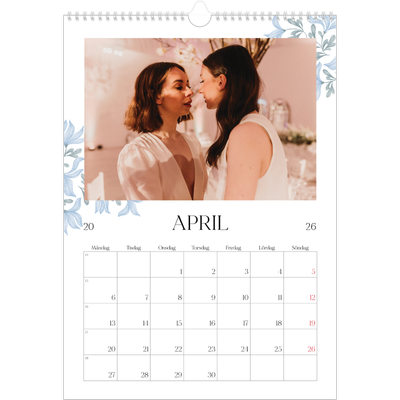 A3 Årskalender — Elegant blommig [April]
