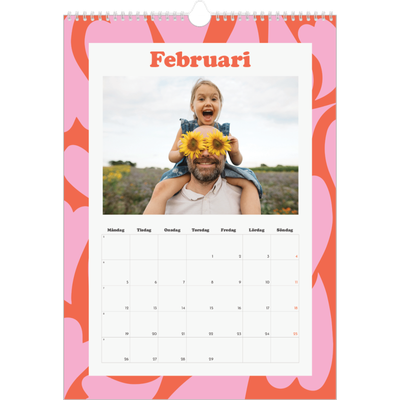 Fotokalender A4 Enkel (20 x 30 cm) — Färgglada mönster [Februari]