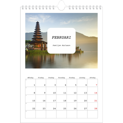 Fotokalender A4 Enkel (20 x 30 cm) — Hela historien [Februari]