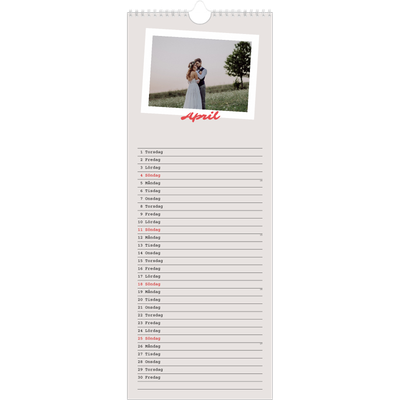 Fotokalender Smal  — Signerad i karmosin [April]