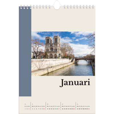 Fotokalender A4 Enkel (20 x 30 cm) — Världens sevärdheter [Januari]