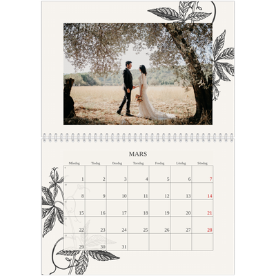 Fotokalender A3 Klassisk (30 x 40 cm) — Bläck & murgröna [Mars]