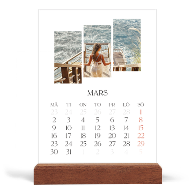 Skrivbordskalender med träställ - Stående — Resemosaiker [Mars]