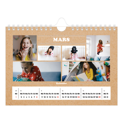 Fotokalender A5 Enkel — Magasinstil [Mars]