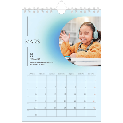 Fotokalender A5 Enkel — Stjärnteckens färger [Mars]