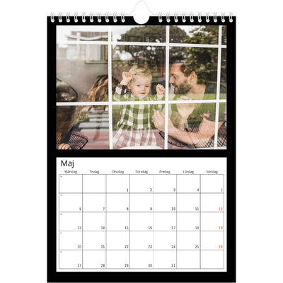 Fotokalender A4 Enkel (20 x 30 cm) — Svart ram [omslag]