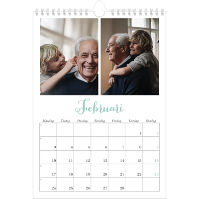 Fotokalender A4 Enkel (20 x 30 cm) — Hej världen [Februari]