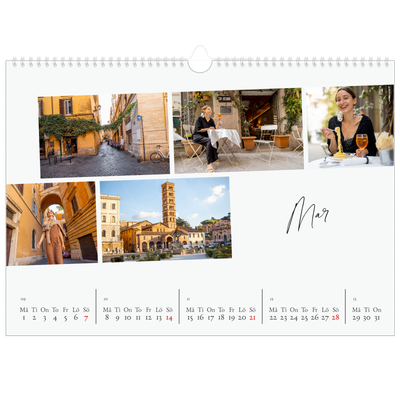 Fotokalender A3 Enkel — Stadssemester (vit) [Mars]