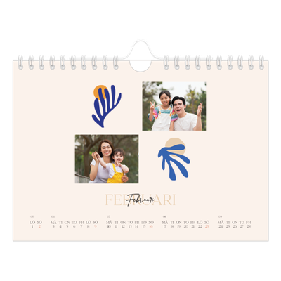 Fotokalender A5 Enkel — Minimalistisk korall [Februari]