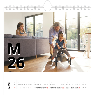 Årskalender kvadratisk — Bokstäver och tal [Mars]