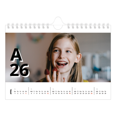 Fotokalender A5 Enkel — Bokstäver och tal [April]