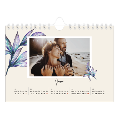 Fotokalender A5 Enkel — Målade blommor [Januari]