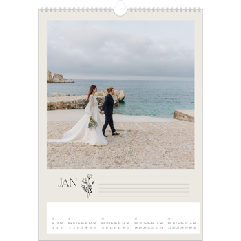 Fotokalender A3 Enkel — Initialer i blom