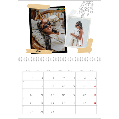 Fotokalender A3 Klassisk (30 x 40 cm) — Scrapbook stil [Mars]