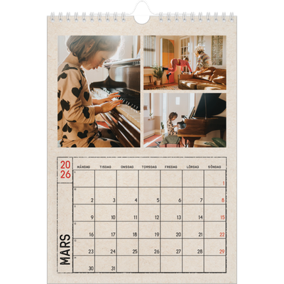 Fotokalender A4 Enkel (20 x 30 cm) — Kraftpapper med stämpeleffekt [Mars]