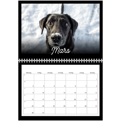 Fotokalender A3 Klassisk (30 x 40 cm) — Svart [Mars]