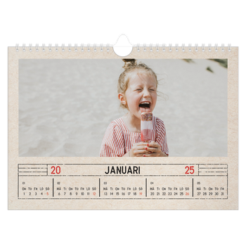 Fotokalender A4 Enkel — Kraftpapper med stämpeleffekt
