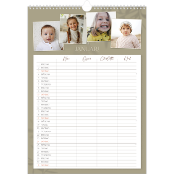 Fotokalender A3 Enkel — Jordnära - Familj på 4