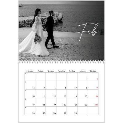 Fotokalender A3 Klassisk (30 x 40 cm) — Elegant skrift [Februari]