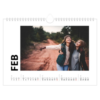 Fotokalender A4 Enkel — Vit kalender [Februari]