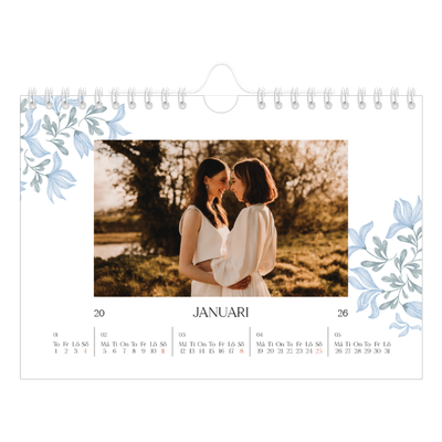 Fotokalender A5 Enkel — Elegant blommig [Januari]