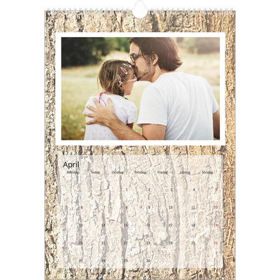 A3 Årskalender — Bakgrund i bark [April]