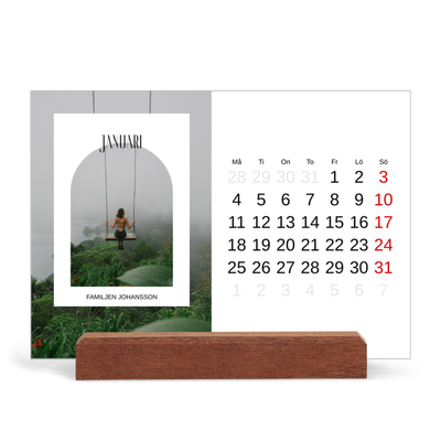 Skrivbordskalender med träställ - Liggande  — Det öppna valvet [Januari]
