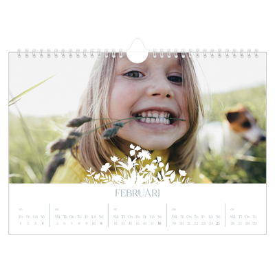 Fotokalender A4 Enkel — Blommotiv [Februari]