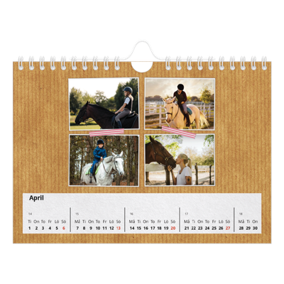Fotokalender A5 Enkel — Naturmaterial och tejp [April]