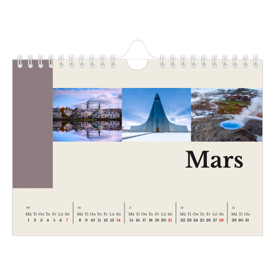Fotokalender A5 Enkel — Världens sevärdheter [Mars]