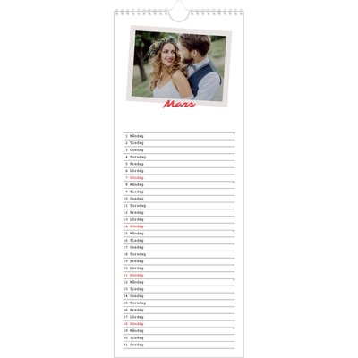 Fotokalender Smal  — Signerad i karmosin [Mars]