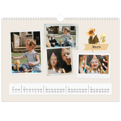 Fotokalender A3 Enkel — Retro scrapbooking [Mars]
