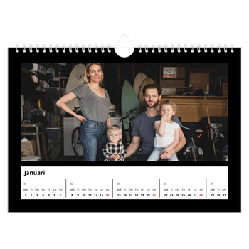 Fotokalender A4 Enkel — Svart ram