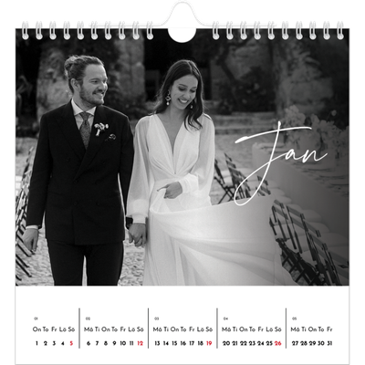 Årskalender kvadratisk — Elegant skrift [Januari]