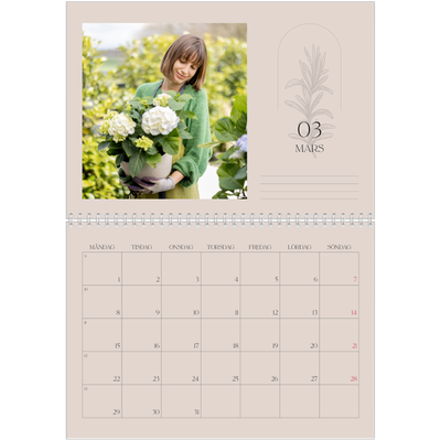 Fotokalender A3 Klassisk (30 x 40 cm) — Enkel botanisk [Mars]