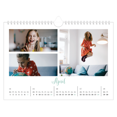 Fotokalender A4 Enkel — Hej världen [April]