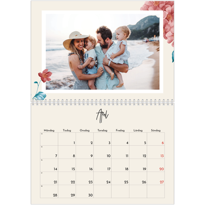 Fotokalender A3 Klassisk (30 x 40 cm) — Målade blommor [April]