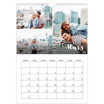A3 Årskalender — Handskrift på bilden [Mars]
