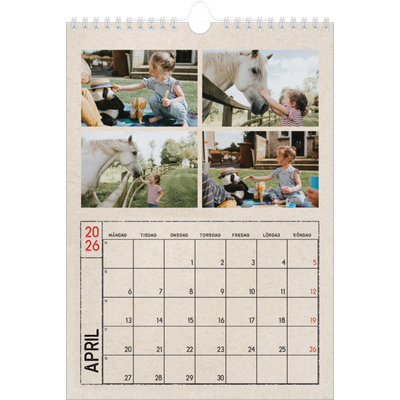 Fotokalender A4 Enkel (20 x 30 cm) — Kraftpapper med stämpeleffekt [April]