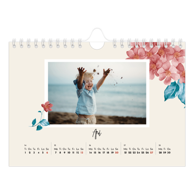 Fotokalender A5 Enkel — Målade blommor [April]