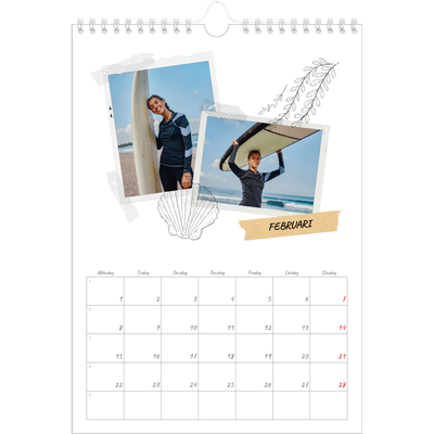Fotokalender A4 Enkel (20 x 30 cm) — Scrapbook stil [Februari]