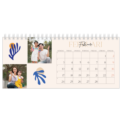 Skrivbordskalendrar — Minimalistisk korall [Februari]