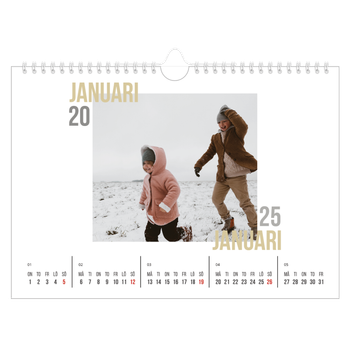 Fotokalender A4 Enkel — Dubblett text