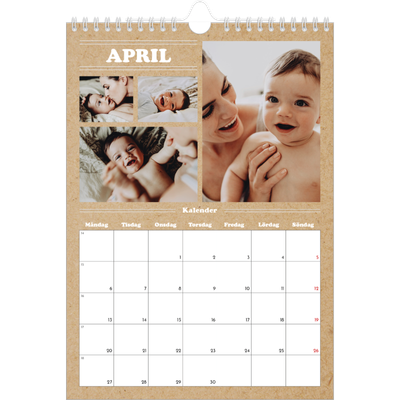 Fotokalender A4 Enkel (20 x 30 cm) — Magasinstil [April]