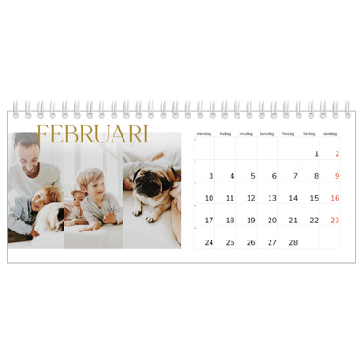 Skrivbordskalendrar — Stort teckensnitt i guld [Februari]